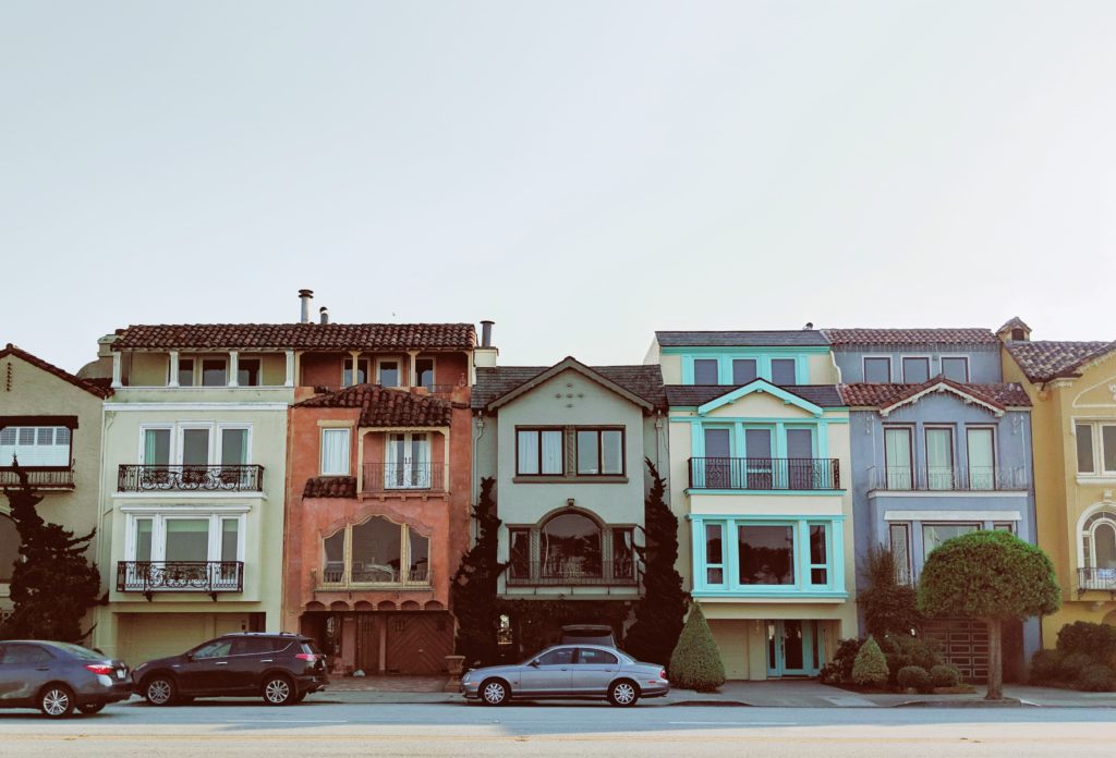 row houses in a neighborhood