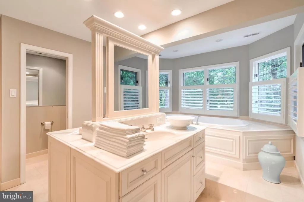white well lighted bathroom