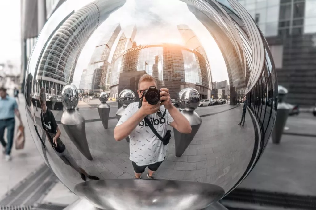 fisheye shot of a man