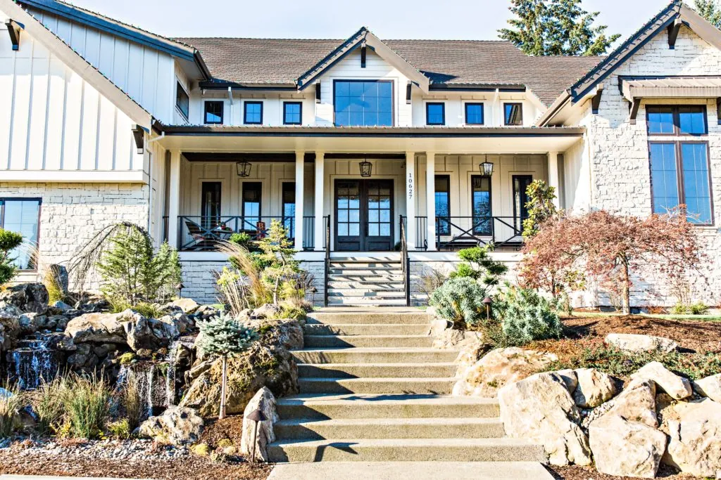 house with stone stairs in front