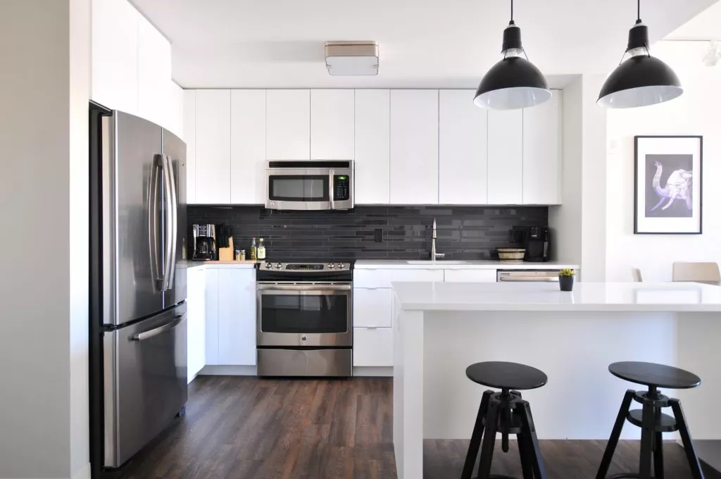 black and white kitchen